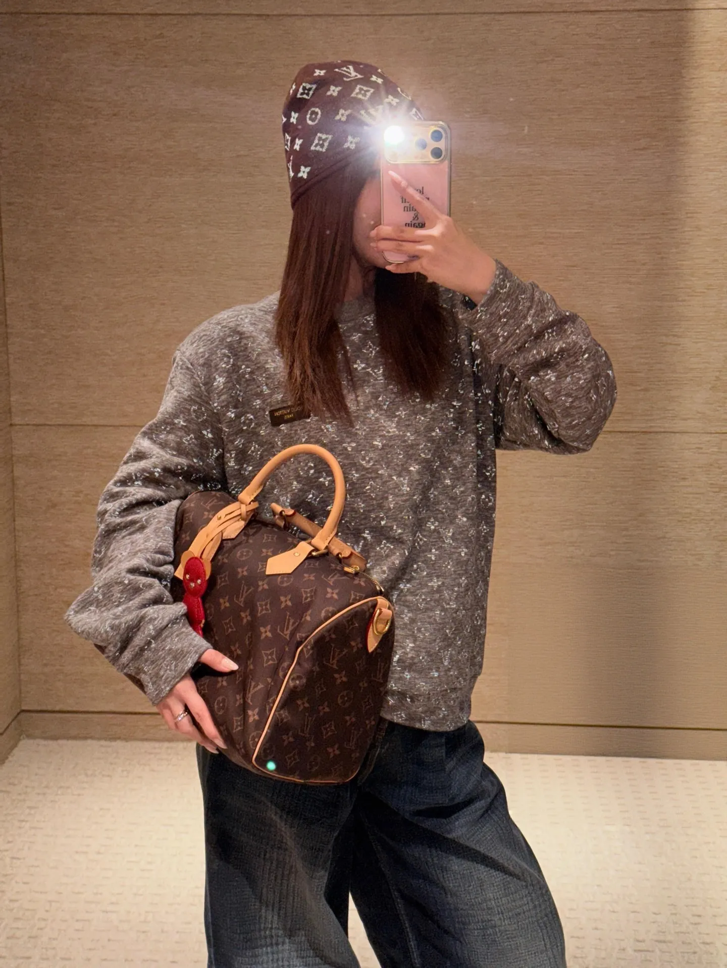 Louis Vuitton/Louis Vuitton Gray all-over reflective printed crew neck sweatshirt